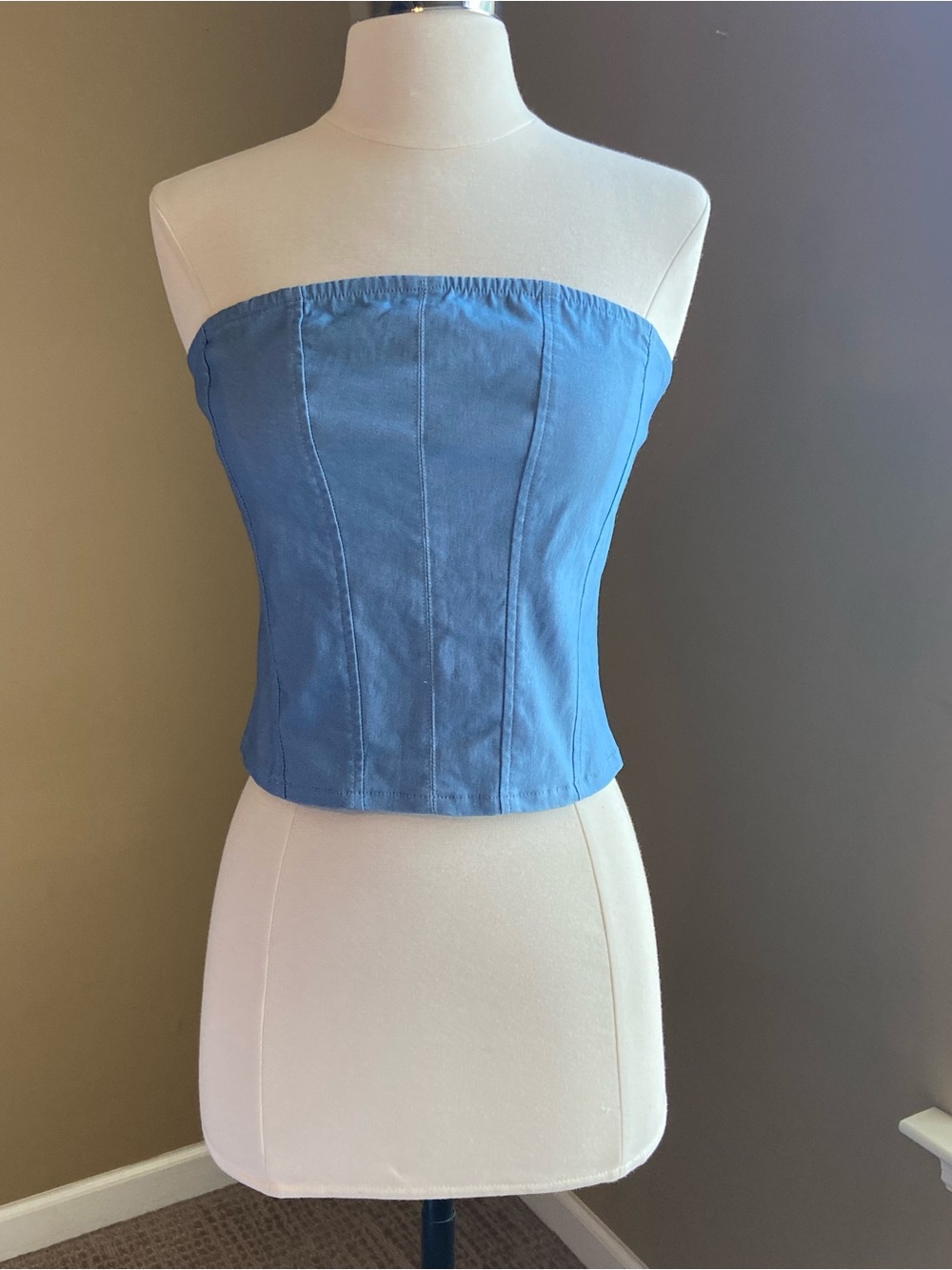 Strapless Blue Corset Crop Top - Size Medium, Edgy, Party, Festival, Ren‎ Faire
